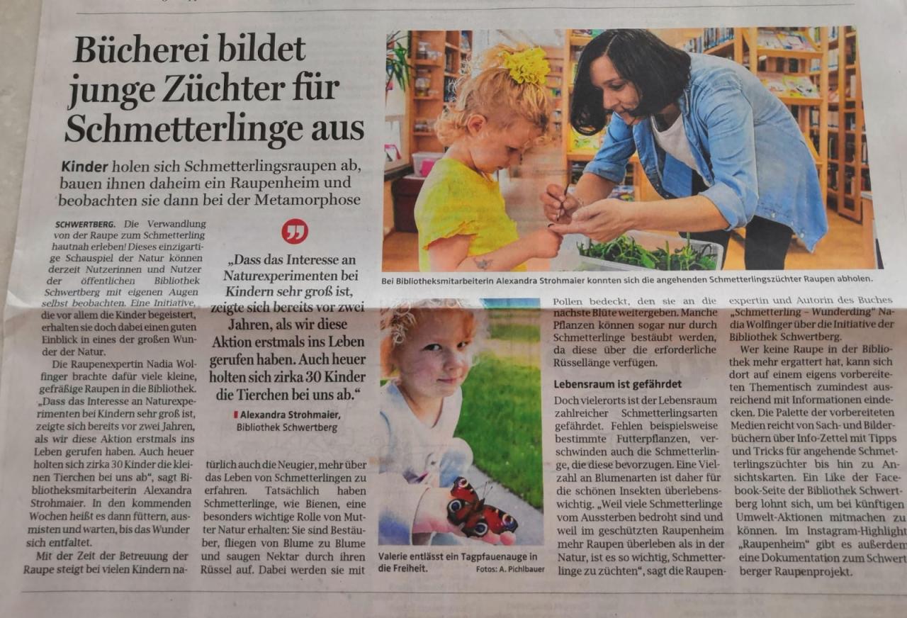 ein Zeitungsbericht zum Raupenheim