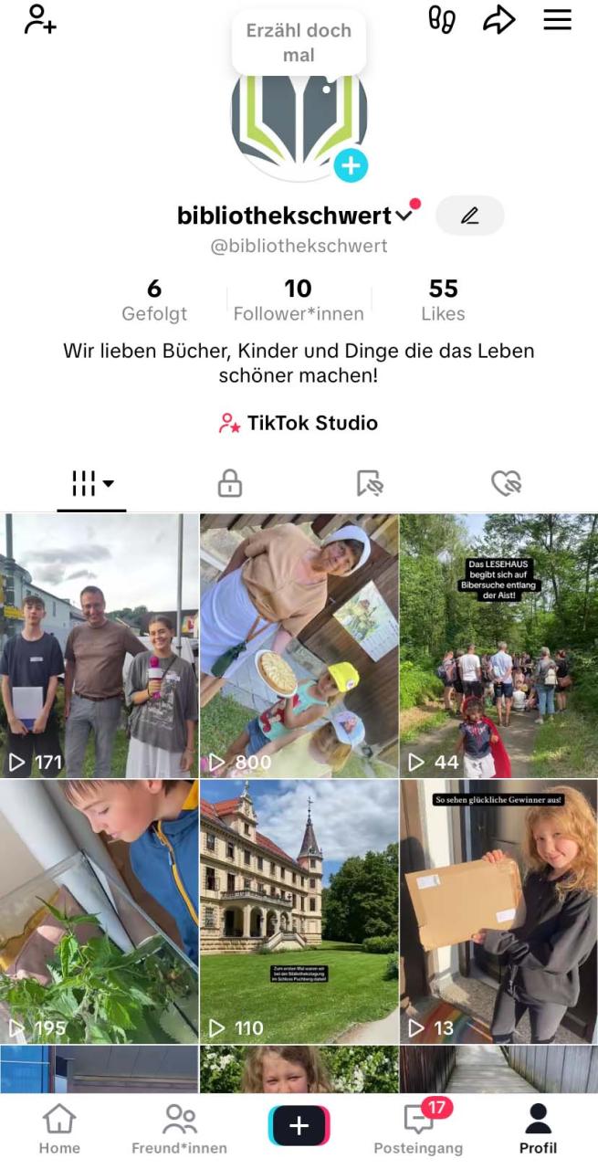 ein Screenshot der Tiktok-Seite der Bibliothek
